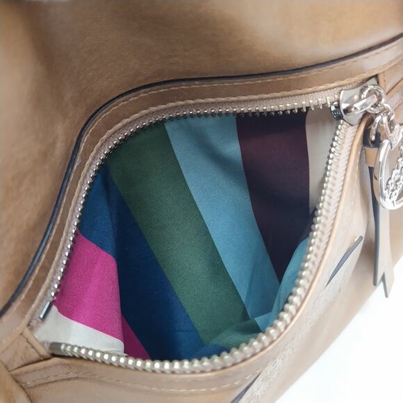 Coach Poppy Light Brown Leather 65th Anniversary Zipper Crossbody Shoulder Bag - Picture 15 of 16